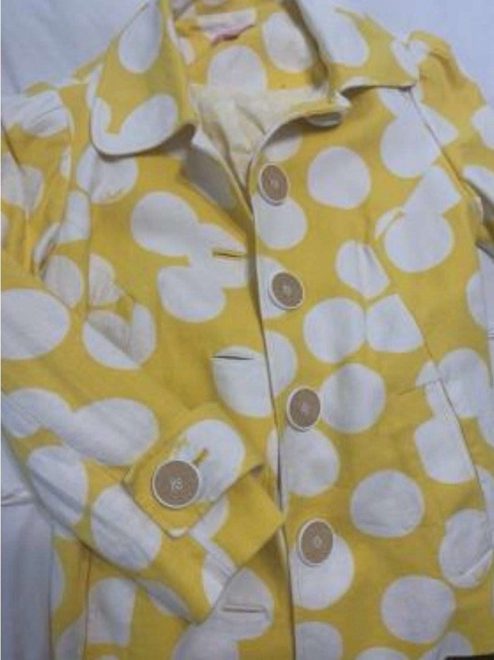 Lilly Pulitzer Yellow and White Polka Dot Button-Up Coat